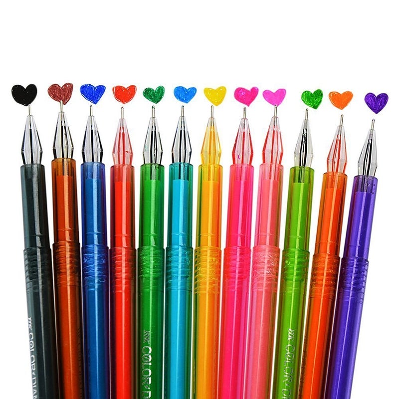 OPENDGO Color Gel Pens Set with Diamond Head,Colored Fine Point Ballpoint Ink Pens Markers For Adults Coloring Books (Pack of 12 Colors) - Image 1